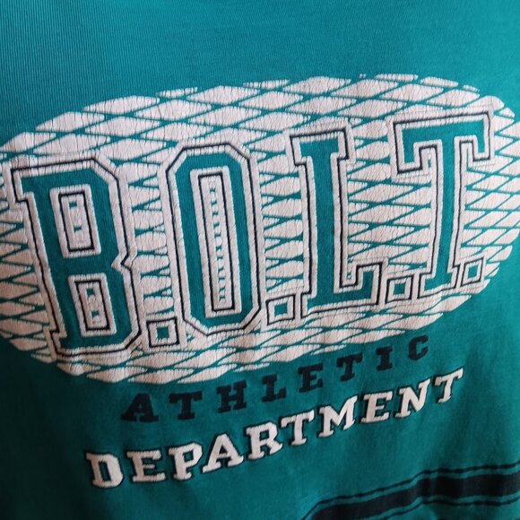 Puff Big Vintage T-shirt Mens Medium 90s Print Lightning B.O.L.T. Hip Hop Green - Picture 3 of 6